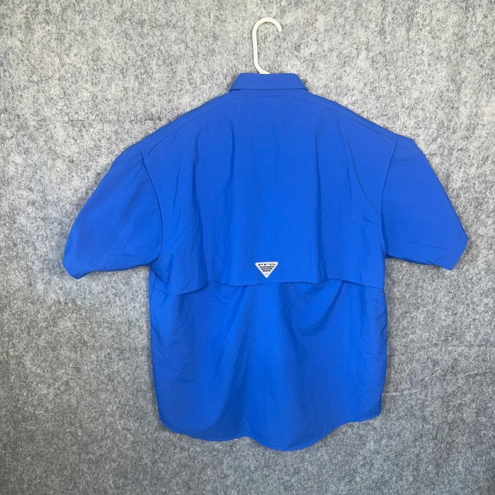Columbia‎ PFG Bahama II Fishing Shirt Men's Medium Blue Short Sleeve Omni-Shade
